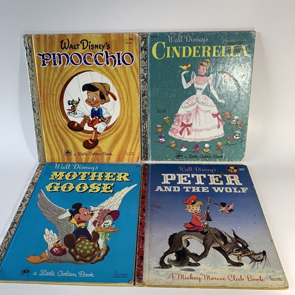 Little Golden Books Disney Lot Of 4 1st “A” & Early Editions Peter & The Wolf +